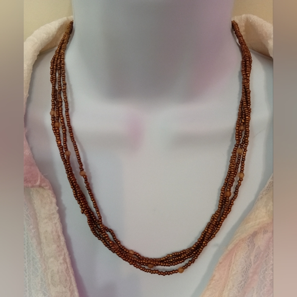 Elegant Brown Beaded Necklace